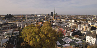 Die Innenstadt Dortmund von oben.