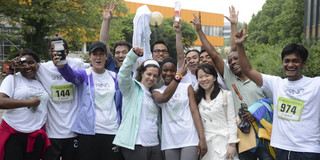 SPRING students cheering after they finished the Campusrun SPRING students cheering after they finished the Campusrun