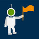 Illustration eines Astronauten mit Flagge