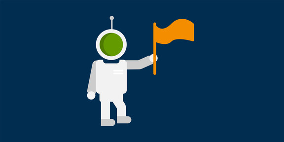 Illustration eines Astronauten mit Flagge