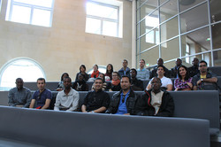 Group picture at the visitors area inside the German parliament