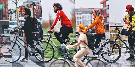 Photo collage of cyclists.