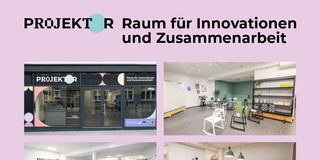 Collage mehrerer Ansichten des Projektor Gebäudes.
