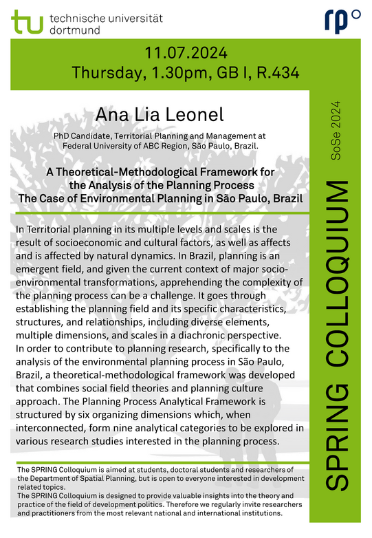 Flyer for SPRING Colloquium 2024 with Ana Lia Leonel