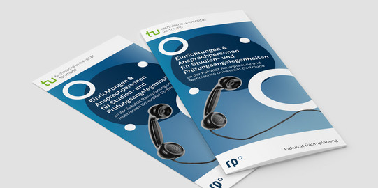 Mockup des Flyers der Ansprechpersonen der Fakultät Raumplanung
