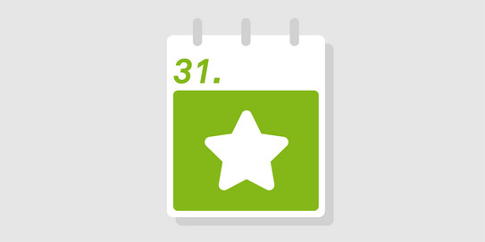 News-Icon Calendar / Star Icon of green calendar page with star